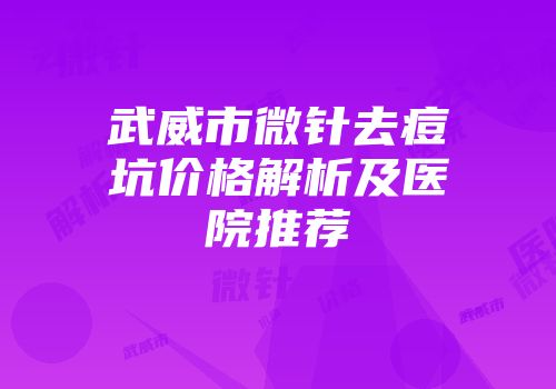 武威市微针去痘坑价格解析及医院推荐