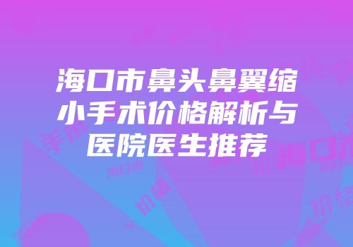 海口市鼻头鼻翼缩小手术价格解析与医院医生推荐