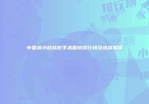 中国鼻小柱成形手术医院排行榜及选择指南