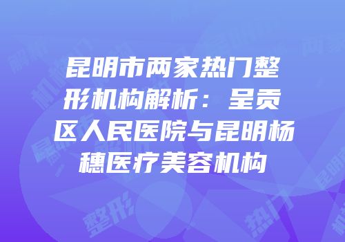 昆明市两家热门整形机构解析：呈贡区人民医院与昆明杨穗医疗美容机构