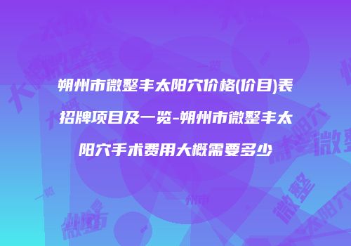 朔州市微整丰太阳穴价格(价目)表招牌项目及一览-朔州市微整丰太阳穴手术费用大概需要多少