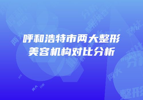 呼和浩特市两大整形美容机构对比分析
