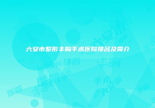 六安市整形丰胸手术医院排名及简介