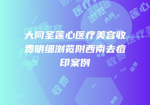 大同圣莲心医疗美容收费明细浏览附西南去痘印案例