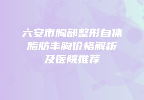 六安市胸部整形自体脂肪丰胸价格解析及医院推荐