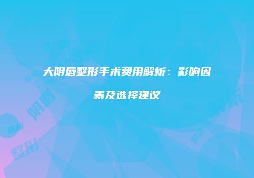 大阴唇整形手术费用解析：影响因素及选择建议