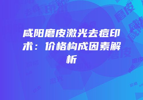 咸阳磨皮激光去痘印术：价格构成因素解析