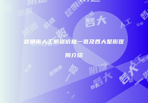 昆明市人工阴道价格一览及各大整形医院介绍