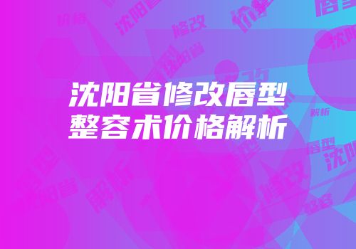 沈阳省修改唇型整容术价格解析