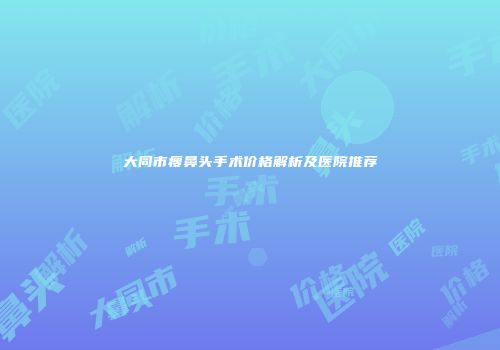 大同市瘦鼻头手术价格解析及医院推荐