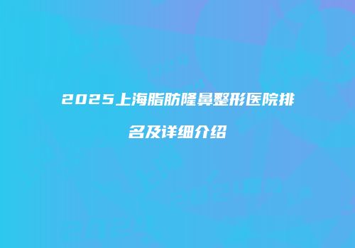 2025上海脂肪隆鼻整形医院排名及详细介绍