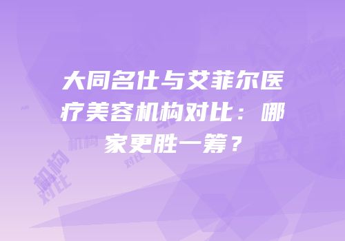 大同名仕与艾菲尔医疗美容机构对比：哪家更胜一筹？
