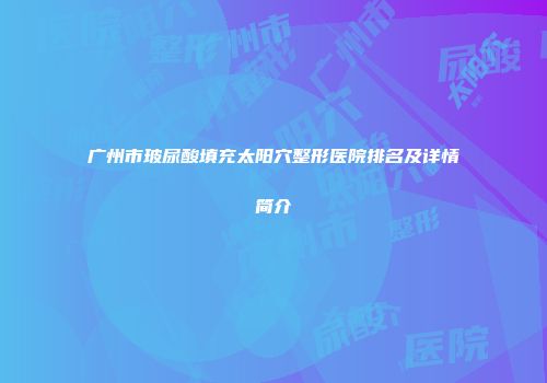 广州市玻尿酸填充太阳穴整形医院排名及详情简介