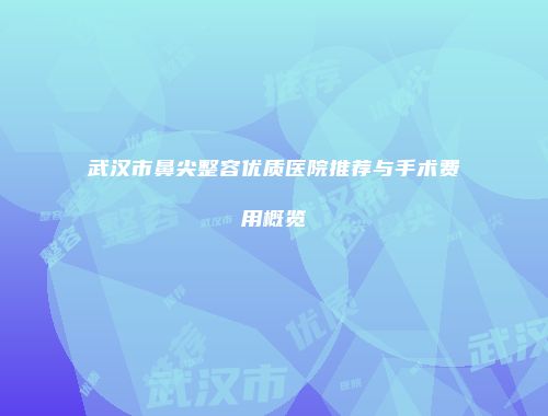 武汉市鼻尖整容优质医院推荐与手术费用概览