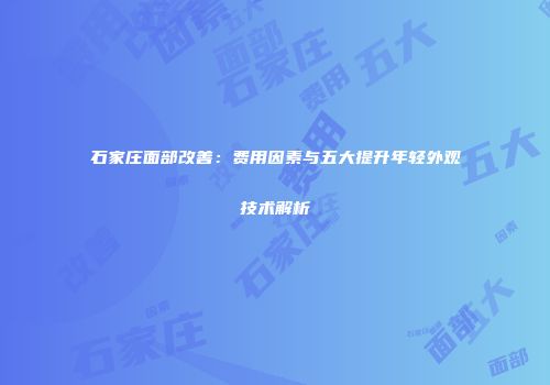 石家庄面部改善：费用因素与五大提升年轻外观技术解析
