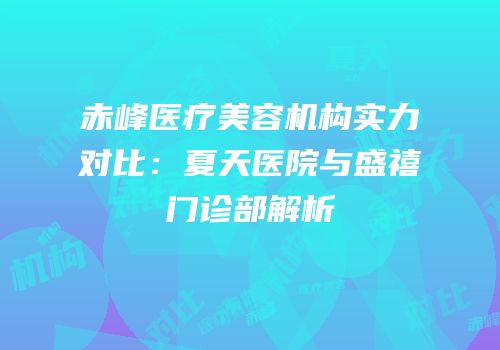 赤峰医疗美容机构实力对比：夏天医院与盛禧门诊部解析