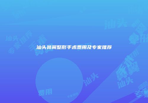 汕头鼻翼整形手术费用及专家推荐