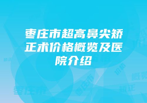 枣庄市超高鼻尖矫正术价格概览及医院介绍
