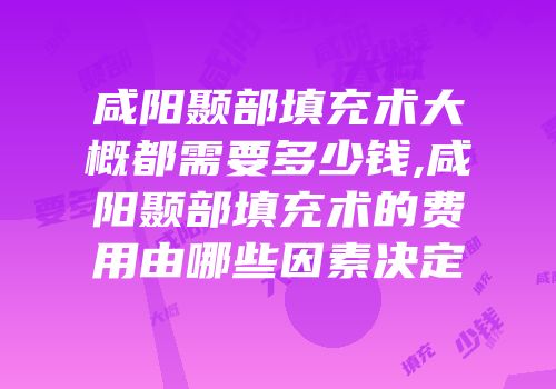 咸阳颞部填充术大概都需要多少钱,咸阳颞部填充术的费用由哪些因素决定