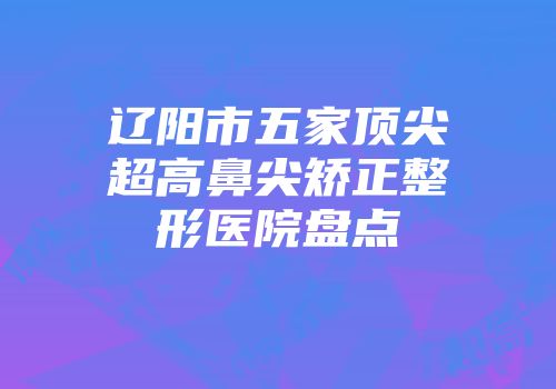 辽阳市五家顶尖超高鼻尖矫正整形医院盘点