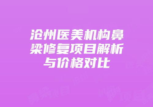沧州医美机构鼻梁修复项目解析与价格对比