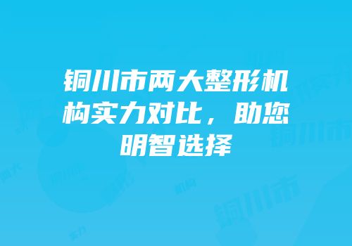 铜川市两大整形机构实力对比，助您明智选择