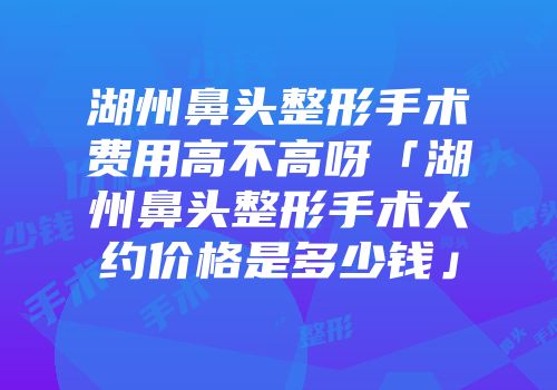 湖州鼻头整形手术费用高不高呀「湖州鼻头整形手术大约价格是多少钱」