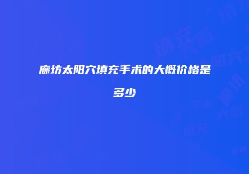 廊坊太阳穴填充手术的大概价格是多少