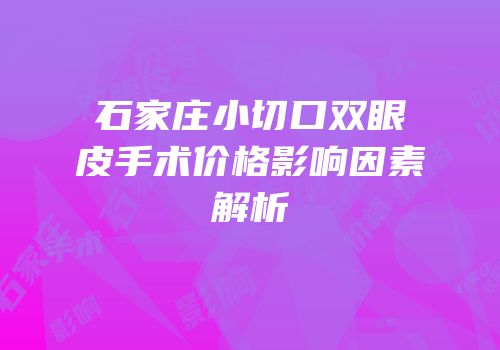 石家庄小切口双眼皮手术价格影响因素解析