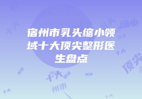 宿州市乳头缩小领域十大顶尖整形医生盘点
