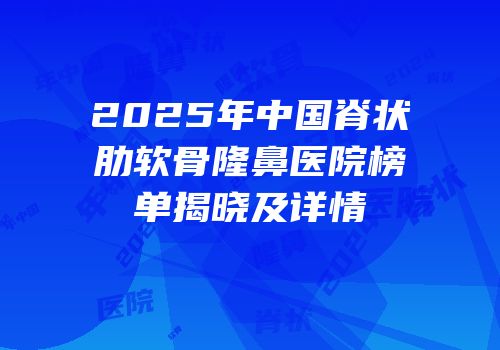 2025年中国脊状肋软骨隆鼻医院榜单揭晓及详情