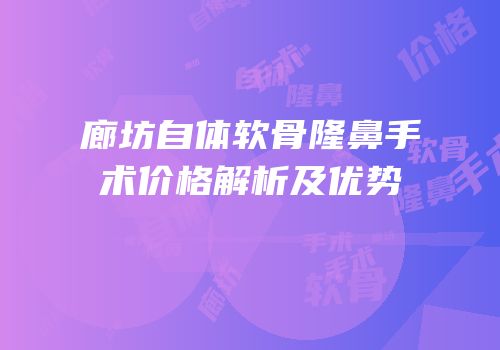 廊坊自体软骨隆鼻手术价格解析及优势