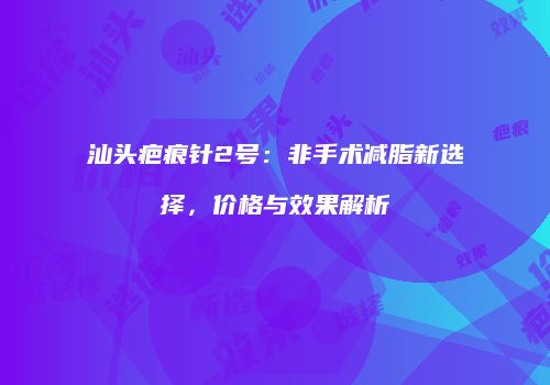 汕头疤痕针2号：非手术减脂新选择，价格与效果解析