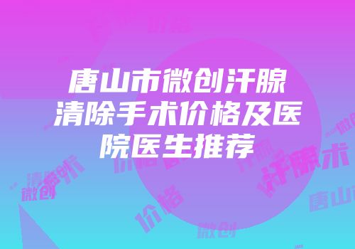 唐山市微创汗腺清除手术价格及医院医生推荐