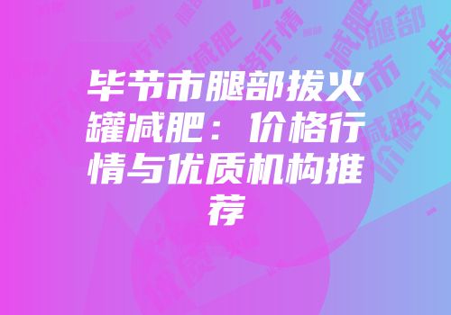 毕节市腿部拔火罐减肥：价格行情与优质机构推荐