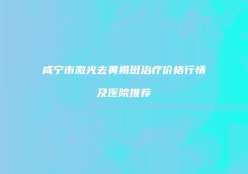 咸宁市激光去黄褐斑治疗价格行情及医院推荐