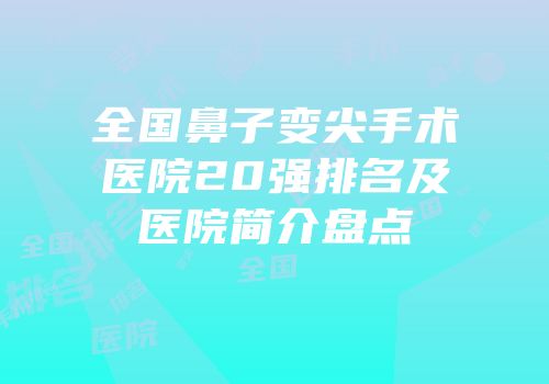 全国鼻子变尖手术医院20强排名及医院简介盘点