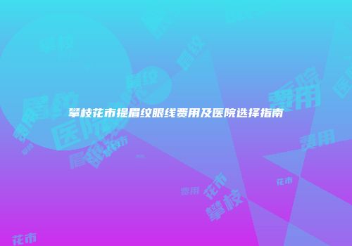 攀枝花市提眉纹眼线费用及医院选择指南