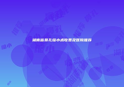 湖南省鼻孔缩小术收费及医院推荐