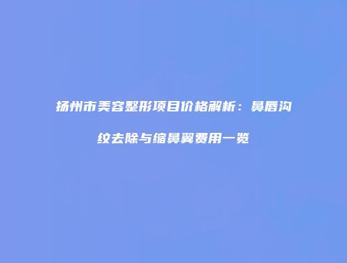 扬州市美容整形项目价格解析：鼻唇沟纹去除与缩鼻翼费用一览
