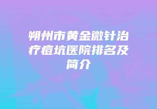 朔州市黄金微针治疗痘坑医院排名及简介