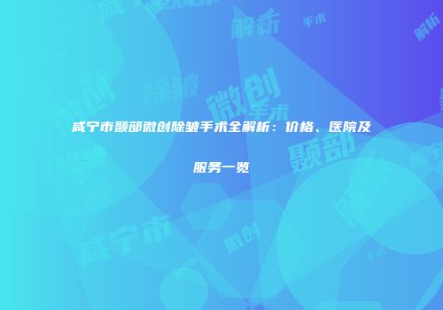 咸宁市颞部微创除皱手术全解析：价格、医院及服务一览