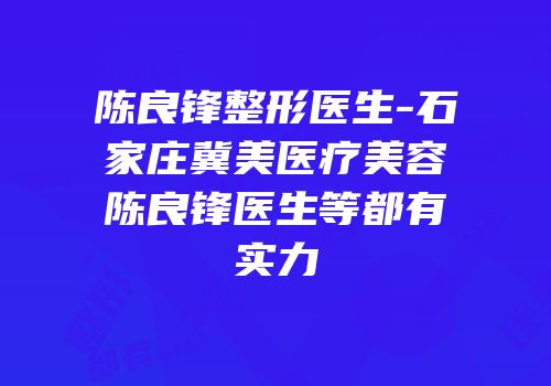 陈良锋整形医生-石家庄冀美医疗美容陈良锋医生等都有实力