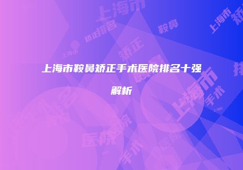 上海市鞍鼻矫正手术医院排名十强解析