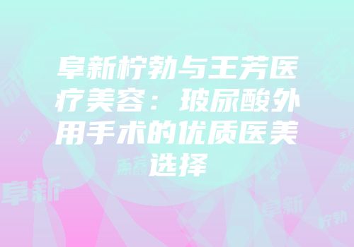 阜新柠勃与王芳医疗美容：玻尿酸外用手术的优质医美选择