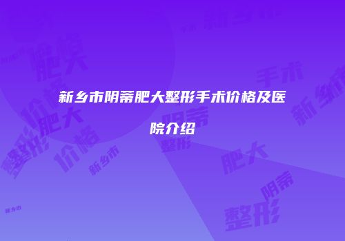 新乡市阴蒂肥大整形手术价格及医院介绍