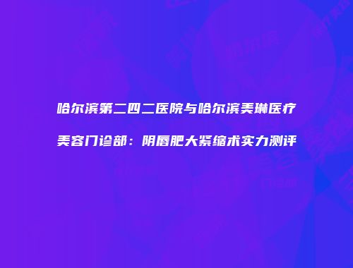 哈尔滨第二四二医院与哈尔滨美琳医疗美容门诊部：阴唇肥大紧缩术实力测评