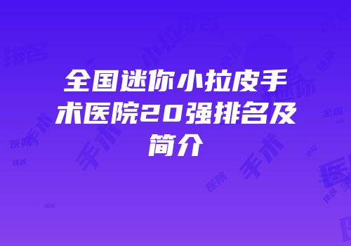 全国迷你小拉皮手术医院20强排名及简介