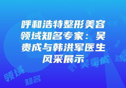 呼和浩特整形美容领域知名专家：吴贵成与韩洪军医生风采展示