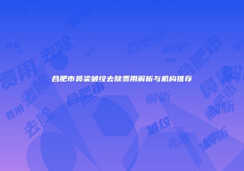合肥市鼻梁皱纹去除费用解析与机构推荐